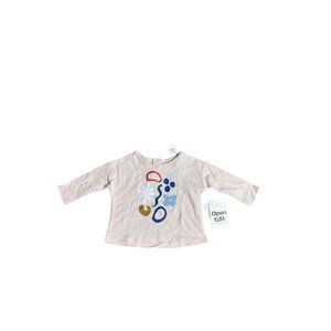 Open Edit Shirt Baby 3 Month Pink Long Sleeve Graphic Tee Casual Crewneck